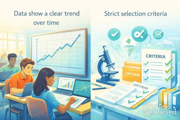 data trend over time, student charts analysis