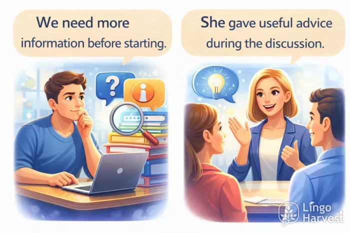 English abstract nouns information advice discussion