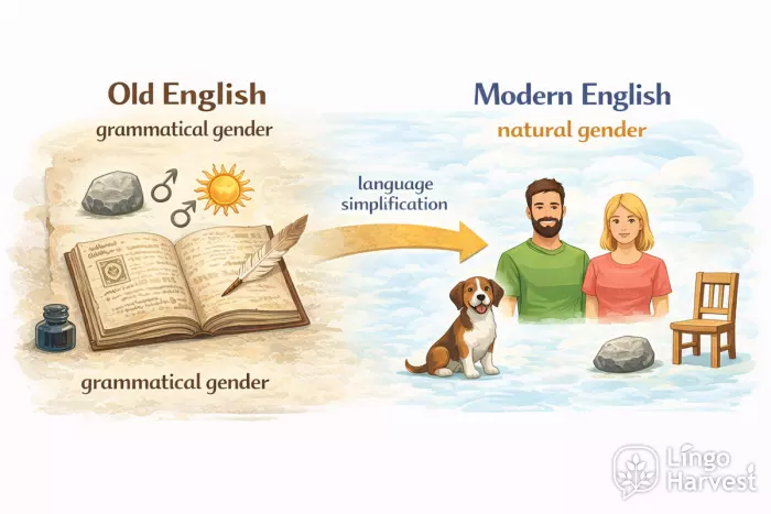 English shift from grammatical to natural gender