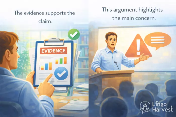 evidence supports claim argument highlights main concern