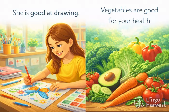 girl drawing and healthy vegetables