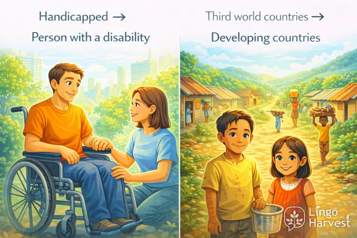handicapped to disability vs third world to developing countries
