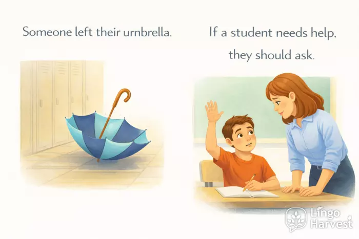 indefinite pronouns someone umbrella student help they