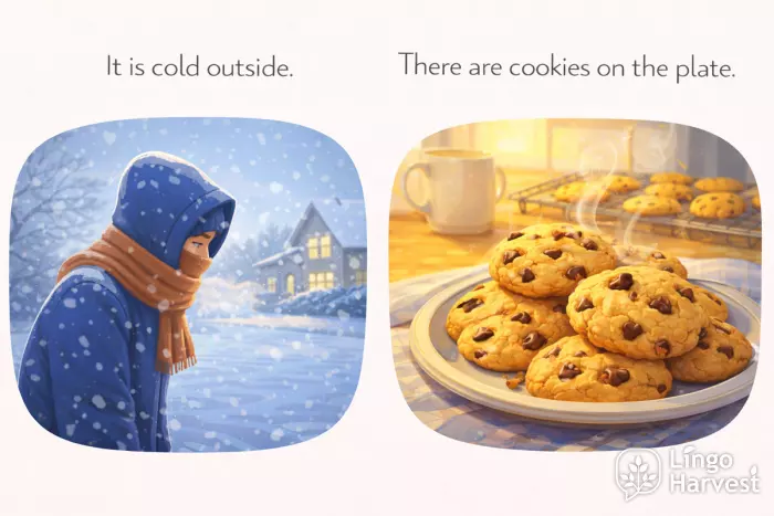 it is cold there are cookies sentence examples