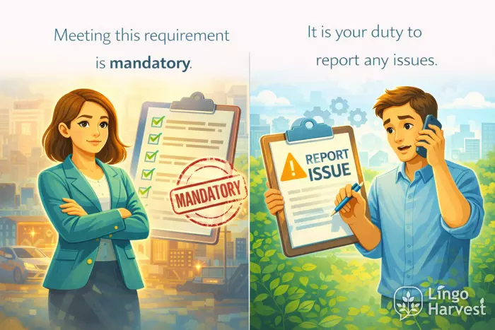 mandatory requirement vs duty to report issues