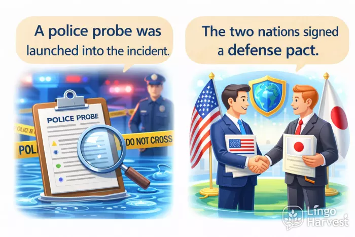 news English vocabulary police probe defense pact