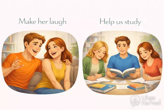 object pronouns her us examples actions