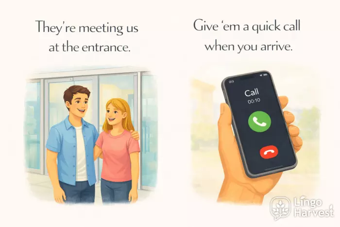 object pronouns meeting us entrance call them arrive
