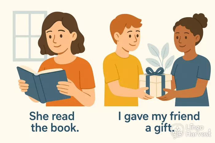past simple verbs read gave gift