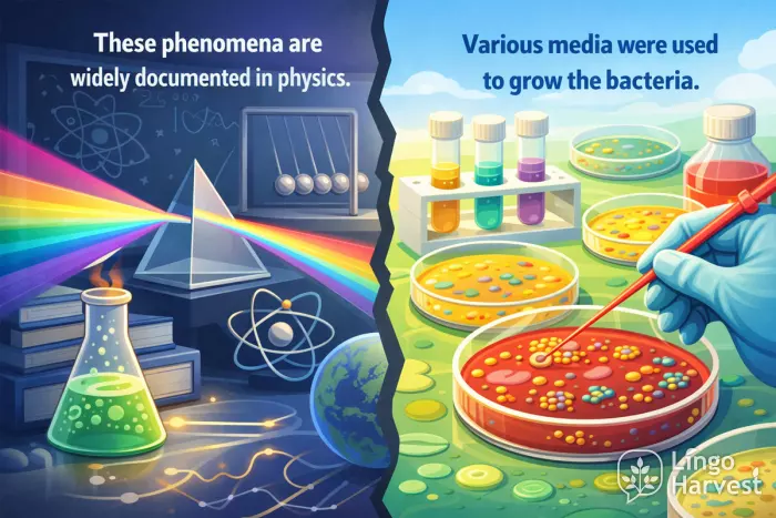 physics phenomena documentation vs bacterial growth media