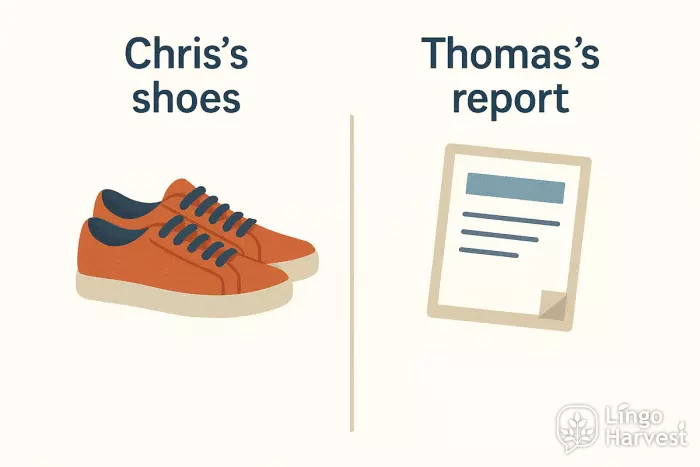 possessive nouns Chris shoes Thomas report