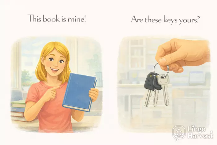 possessive pronouns this book mine these keys yours