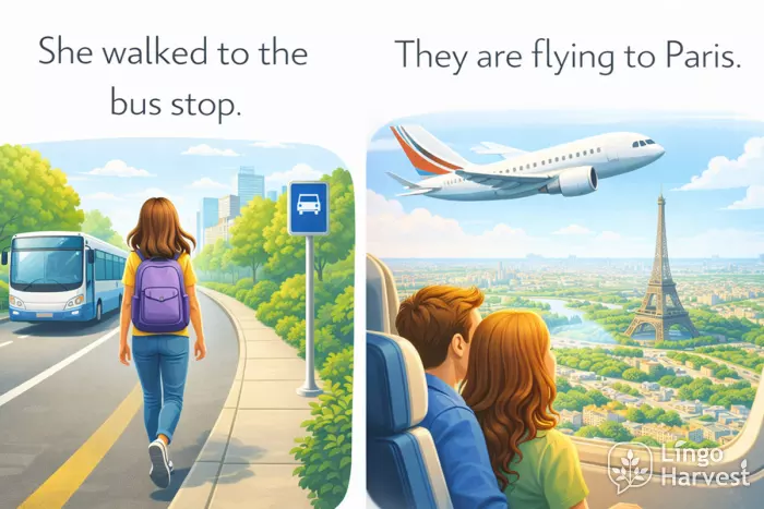preposition to movement examples bus Paris