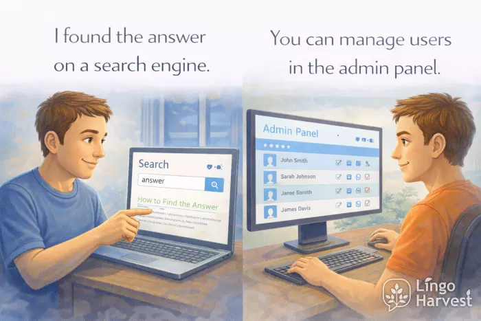 prepositions in digital contexts answer on search engine manage users in admin panel