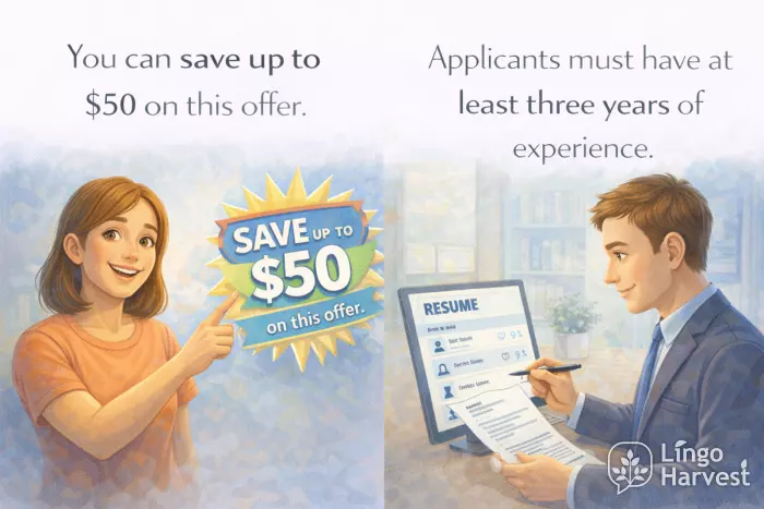 prepositions up to at least offer discount resume experience requirement