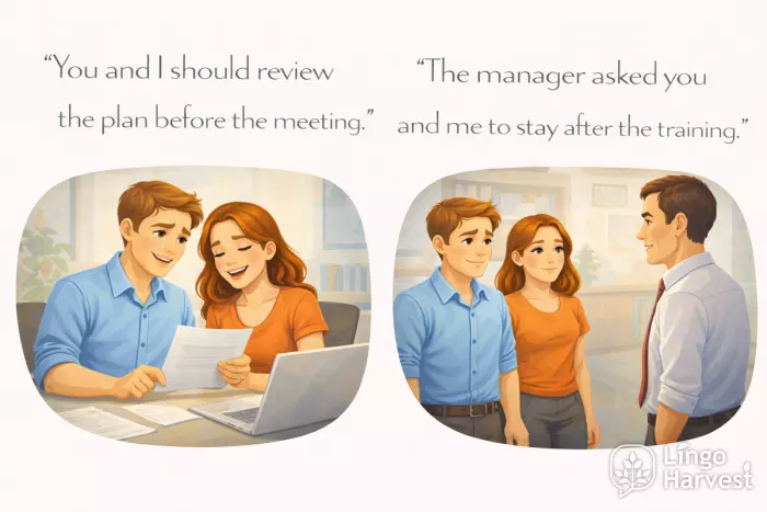 pronouns you and I you and me usage examples