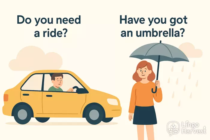questions with a ride and an umbrella