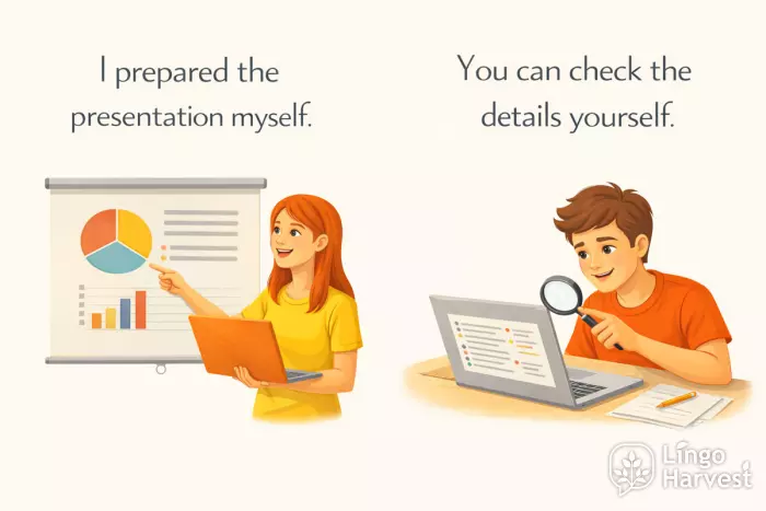 reflexive pronouns presentation myself checking details laptop