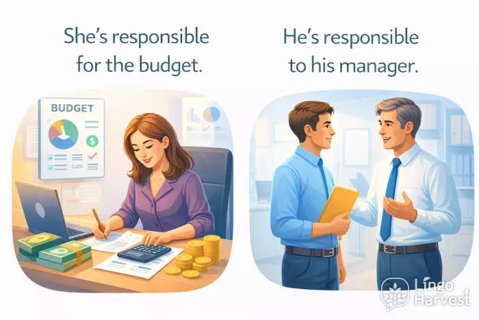 responsible for vs responsible to budget manager example