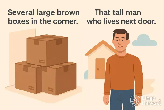 several large boxes and that tall man next door