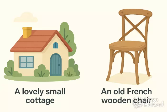 small cottage and French wooden chair