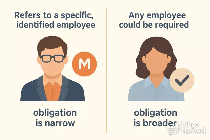 specific vs any employee obligation scope