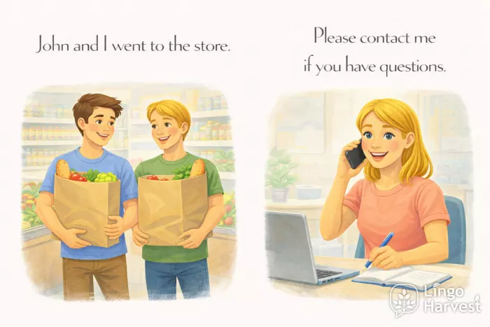 subject pronouns John and I store please contact me questions