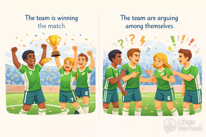 team winning match vs team arguing