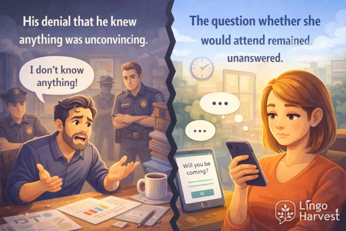 unconvincing denial vs unanswered attendance question