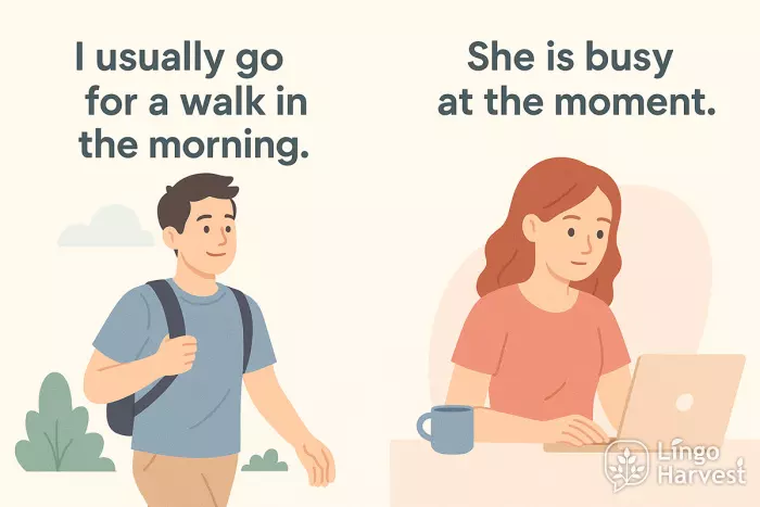 usually walk vs busy moment