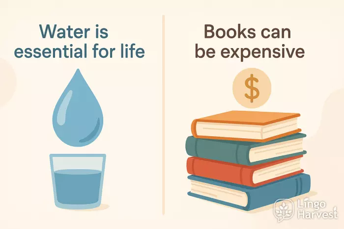 water importance and book cost comparison