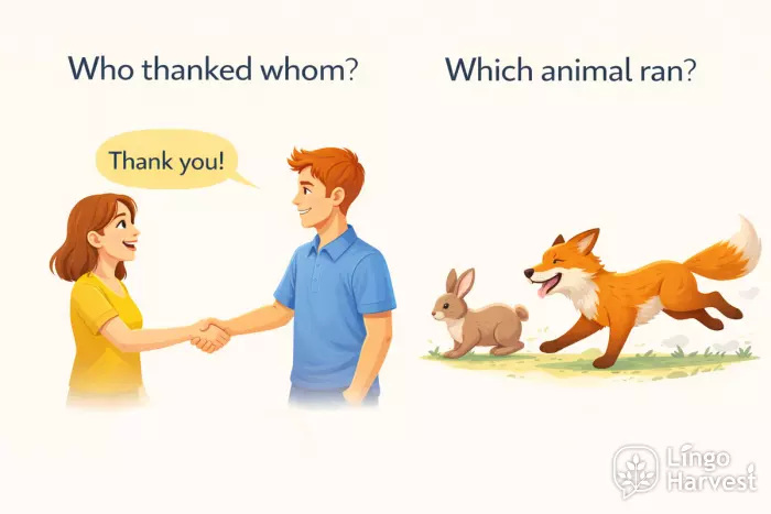 who thanked whom grammar question animal action sentence