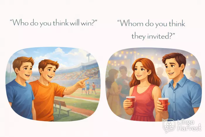 who vs whom question examples stadium party