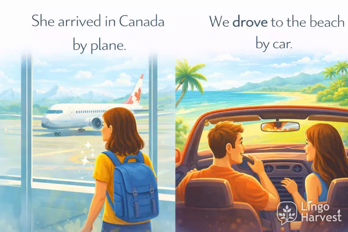 arriving in canada by plane and driving to beach by car