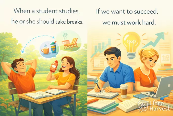 conditional sentences studying breaks and hard work