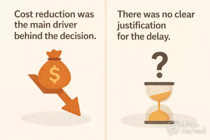 cost reduction main driver no justification delay