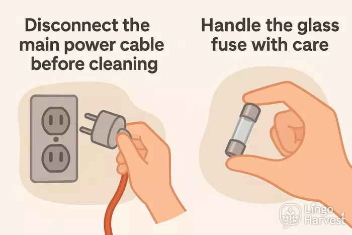 disconnect power cable handle glass fuse