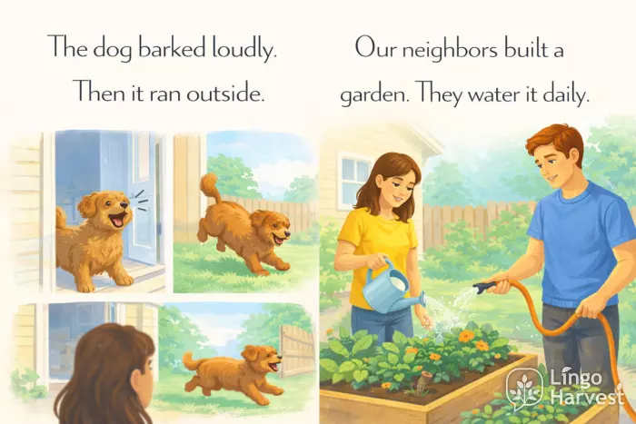 dog barked ran outside neighbors garden water daily
