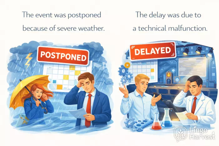 event postponed because of severe weather technical delay