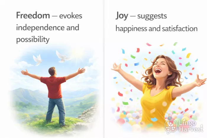 freedom independence possibility joy happiness satisfaction