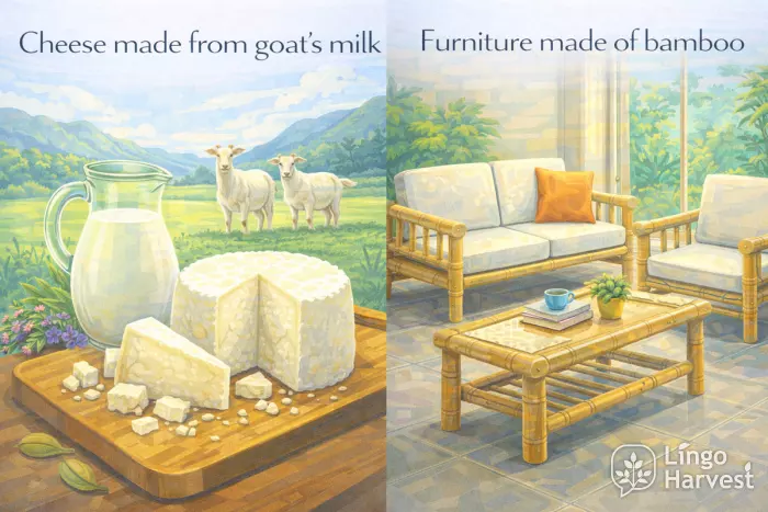 goat milk cheese and bamboo furniture