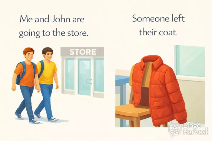 inclusive pronouns example me and john going to store