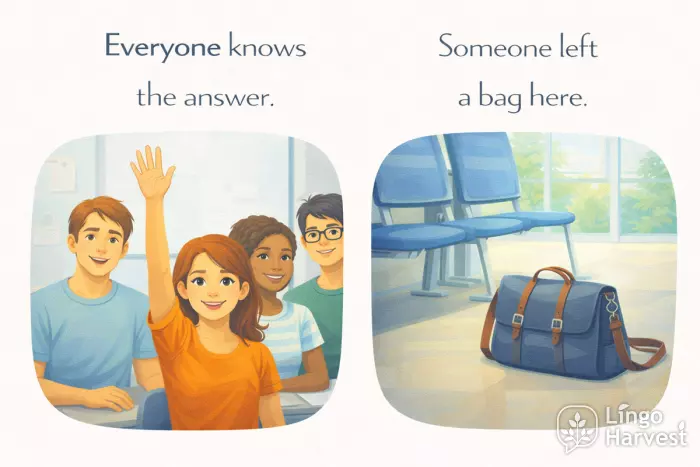 indefinite pronouns everyone someone English examples