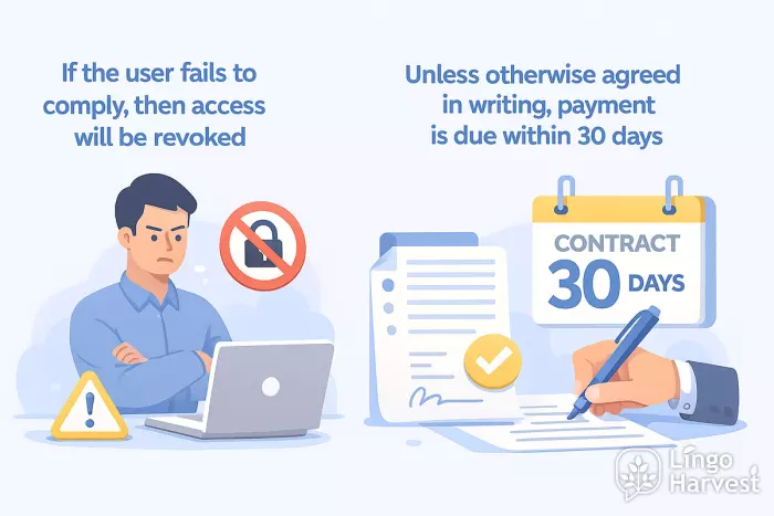 legal conditionals access revoked payment deadline