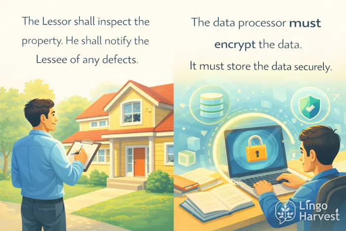 legal pronouns reference lessor lessee and data processor