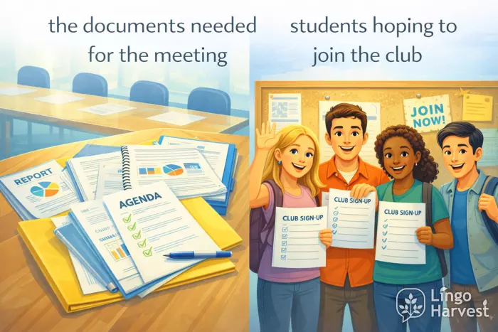 meeting documents and students joining club