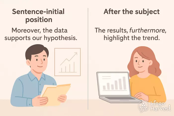 moreover sentence initial furthermore after subject
