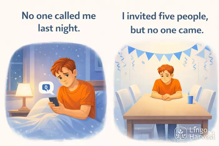 no one nobody past simple invitation disappointment