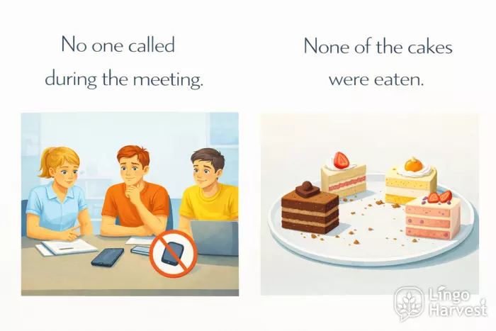 no one vs none meaning examples meeting phone cakes