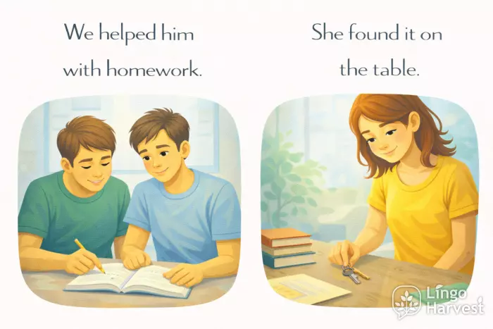 object pronouns him it English examples